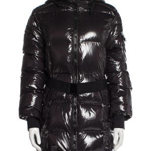 SAM. Noho Belted Hooded Goose Down Coat XL Jacket Jet Black